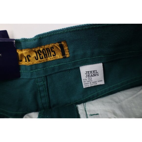 Deadstock Vtg 90s Streetwear Mens 32x33 Baggy Fit Skateboard Denim Jeans Green - Picture 8 of 14